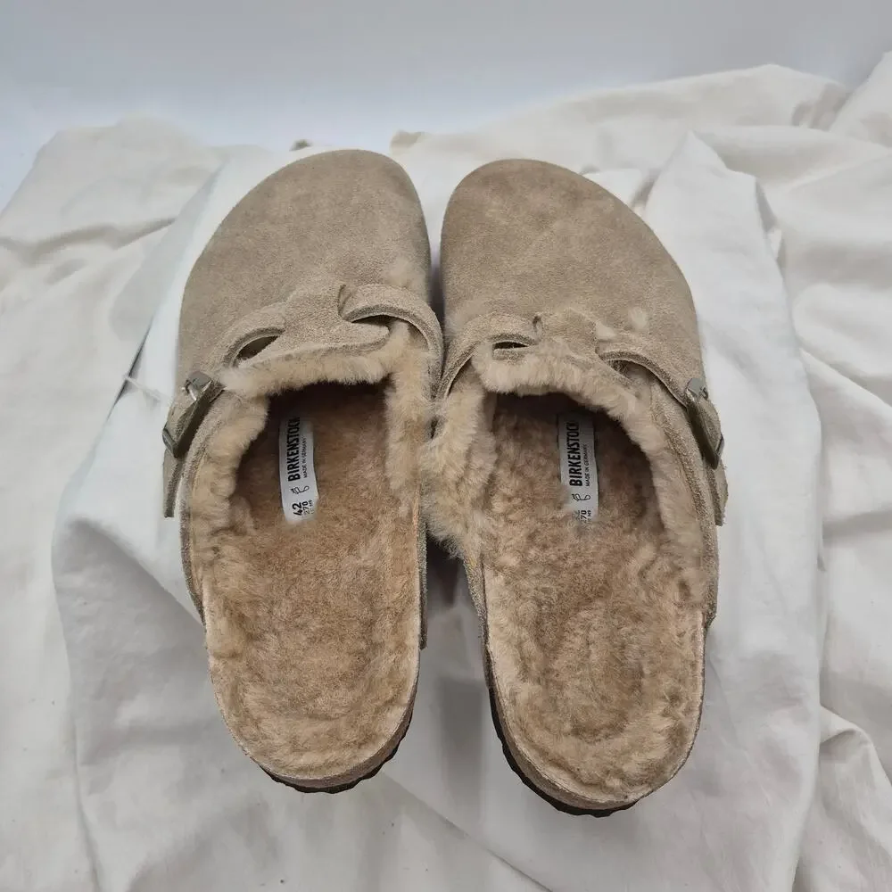 Birkenstock Boston Shearling Clog Taupe Leather Slip-ons clogs Men's 42 US 9-9.5